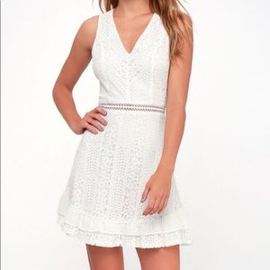 LuLus White Lace Skater Dress